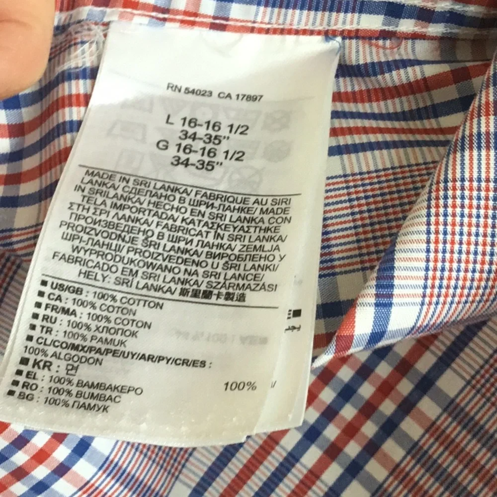 Banana Republic Plaid Non Iron Button Down Shirt Men’s Size L Slim Fit